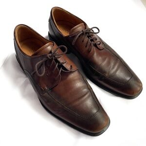 ECCO Brown Leather Oxford Cairo Apron Toe Tie Men’s 11 Tie Up‎ Aged Look Formal